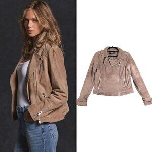 NWOT Blanc Noir Suede Tan/Brown Moto Bomber Jacket M